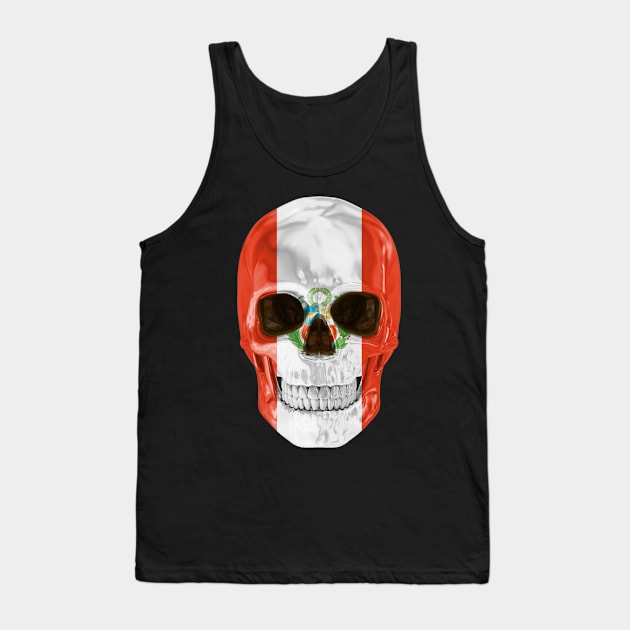 Peru Flag Skull - Gift for Peruvian With Roots From Peru Tank Top by Country Flags